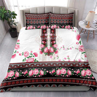 Red Romanian National Costume Bedding Set Peony Flowers Traditional Folk Pattern - Wonder Print Shop
