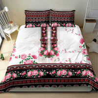 Red Romanian National Costume Bedding Set Peony Flowers Traditional Folk Pattern - Wonder Print Shop