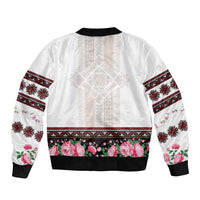 Red Romanian National Costume Bomber Jacket Peony Flowers Traditional Folk Pattern - Wonder Print Shop