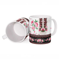 Red Romanian National Costume Ceramic Mug Peony Flowers Traditional Folk Pattern - Wonder Print Shop