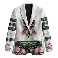 Green Romanian National Costume Blazer Peony Flowers Traditional Folk Pattern - Wonder Print Shop