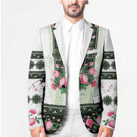 Green Romanian National Costume Blazer Peony Flowers Traditional Folk Pattern - Wonder Print Shop