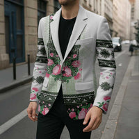 Green Romanian National Costume Blazer Peony Flowers Traditional Folk Pattern - Wonder Print Shop