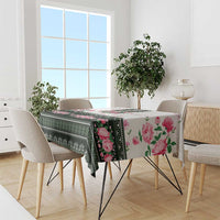 Green Romanian National Costume Tablecloth Peony Flowers Traditional Folk Pattern - Wonder Print Shop