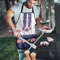 Navy Romanian National Costume Apron Peony Flowers Traditional Folk Pattern - Wonder Print Shop