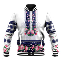 Navy Romanian National Costume Baseball Jacket Peony Flowers Traditional Folk Pattern - Wonder Print Shop