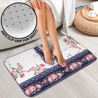 Navy Romanian National Costume Bathroom Set Peony Flowers Traditional Folk Pattern - Wonder Print Shop