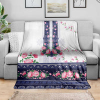 Navy Romanian National Costume Blanket Peony Flowers Traditional Folk Pattern - Wonder Print Shop