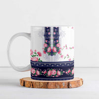 Navy Romanian National Costume Ceramic Mug Peony Flowers Traditional Folk Pattern - Wonder Print Shop
