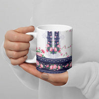Navy Romanian National Costume Ceramic Mug Peony Flowers Traditional Folk Pattern - Wonder Print Shop