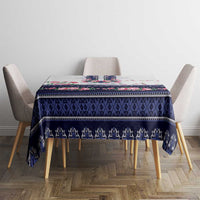 Navy Romanian National Costume Tablecloth Peony Flowers Traditional Folk Pattern - Wonder Print Shop