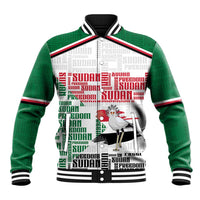 Personalized Sudan Baseball Jacket Secretary Bird With Typography Patterns - Wonder Print Shop
