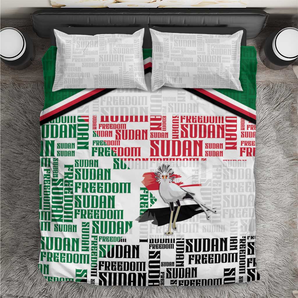 Sudan Bedding Set Secretary Bird With Typography Patterns - Wonder Print Shop