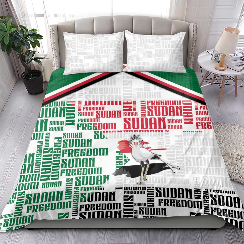 Sudan Bedding Set Secretary Bird With Typography Patterns - Wonder Print Shop