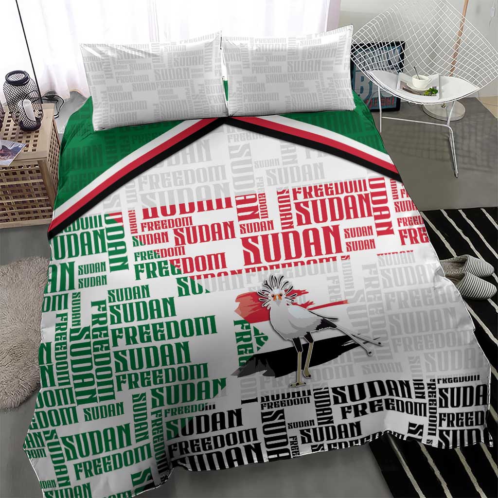 Sudan Bedding Set Secretary Bird With Typography Patterns - Wonder Print Shop