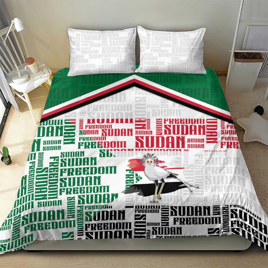 Sudan Bedding Set Secretary Bird With Typography Patterns - Wonder Print Shop