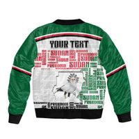 Personalized Sudan Bomber Jacket Secretary Bird With Typography Patterns - Wonder Print Shop
