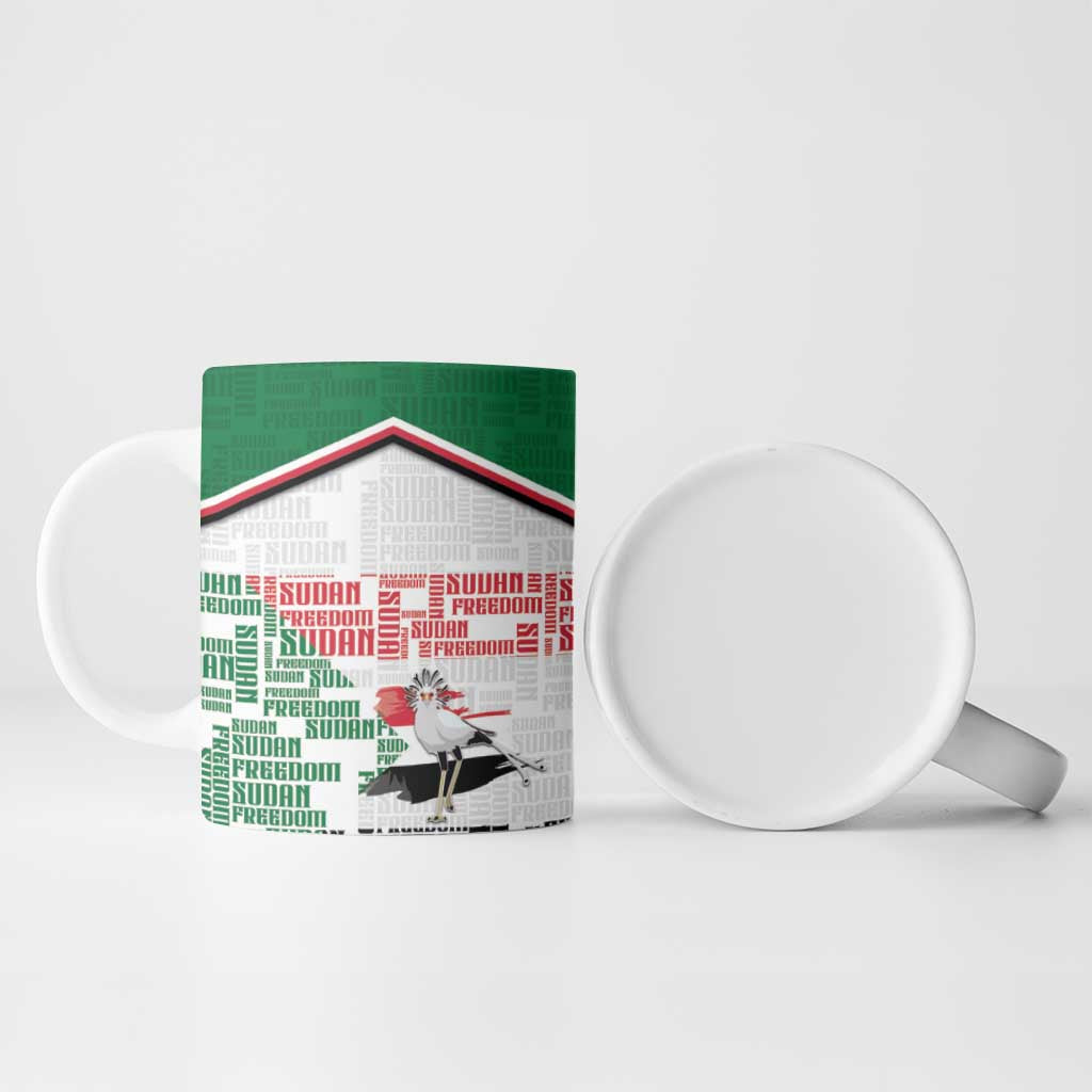 Personalized Sudan Ceramic Mug Secretary Bird With Typography Patterns - Wonder Print Shop