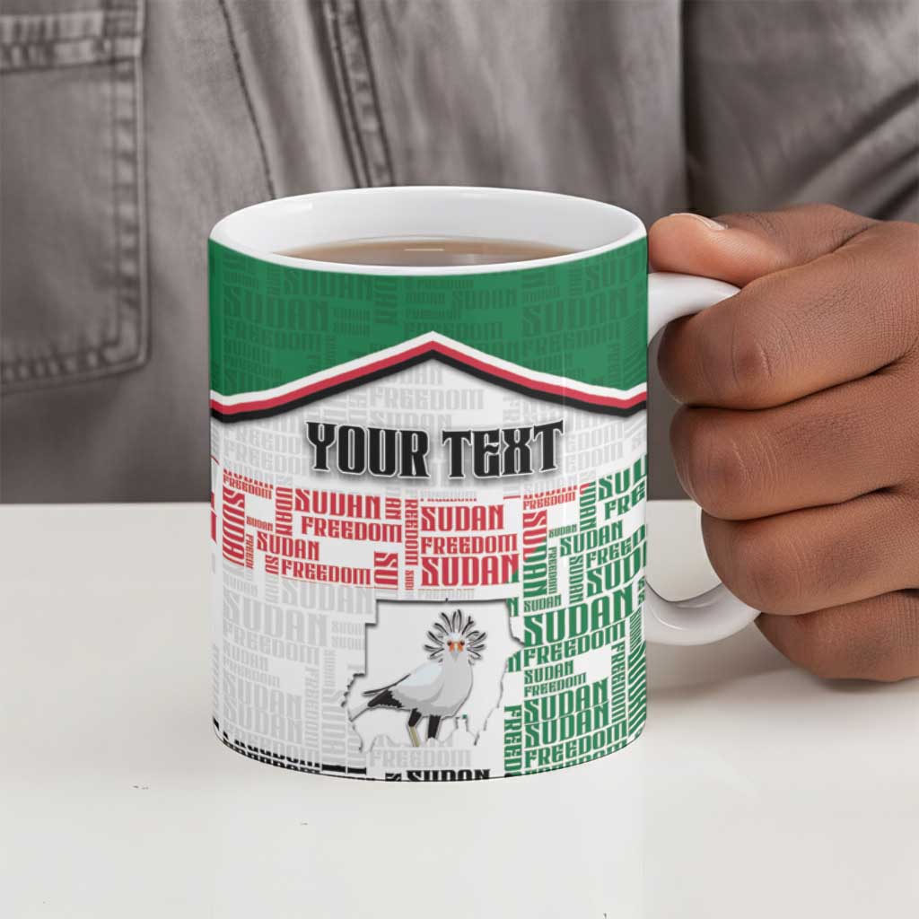 Personalized Sudan Ceramic Mug Secretary Bird With Typography Patterns - Wonder Print Shop