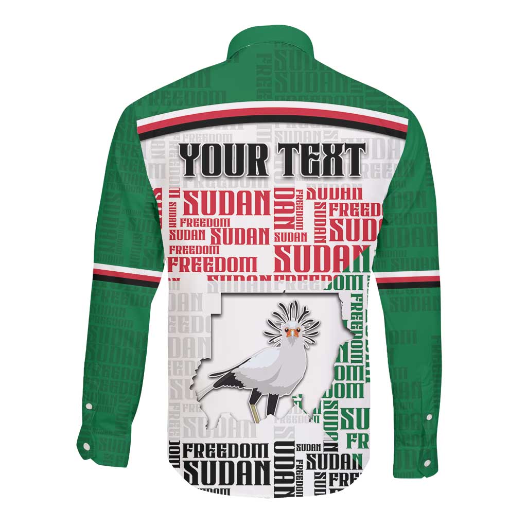 Personalized Sudan Long Sleeve Button Shirt Secretary Bird With Typography Patterns - Wonder Print Shop