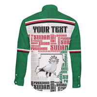 Personalized Sudan Long Sleeve Button Shirt Secretary Bird With Typography Patterns - Wonder Print Shop