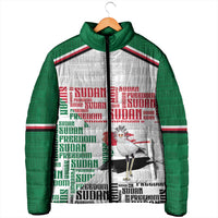 Personalized Sudan Padded Jacket Secretary Bird With Typography Patterns - Wonder Print Shop