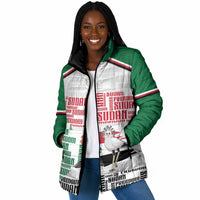 Personalized Sudan Padded Jacket Secretary Bird With Typography Patterns - Wonder Print Shop