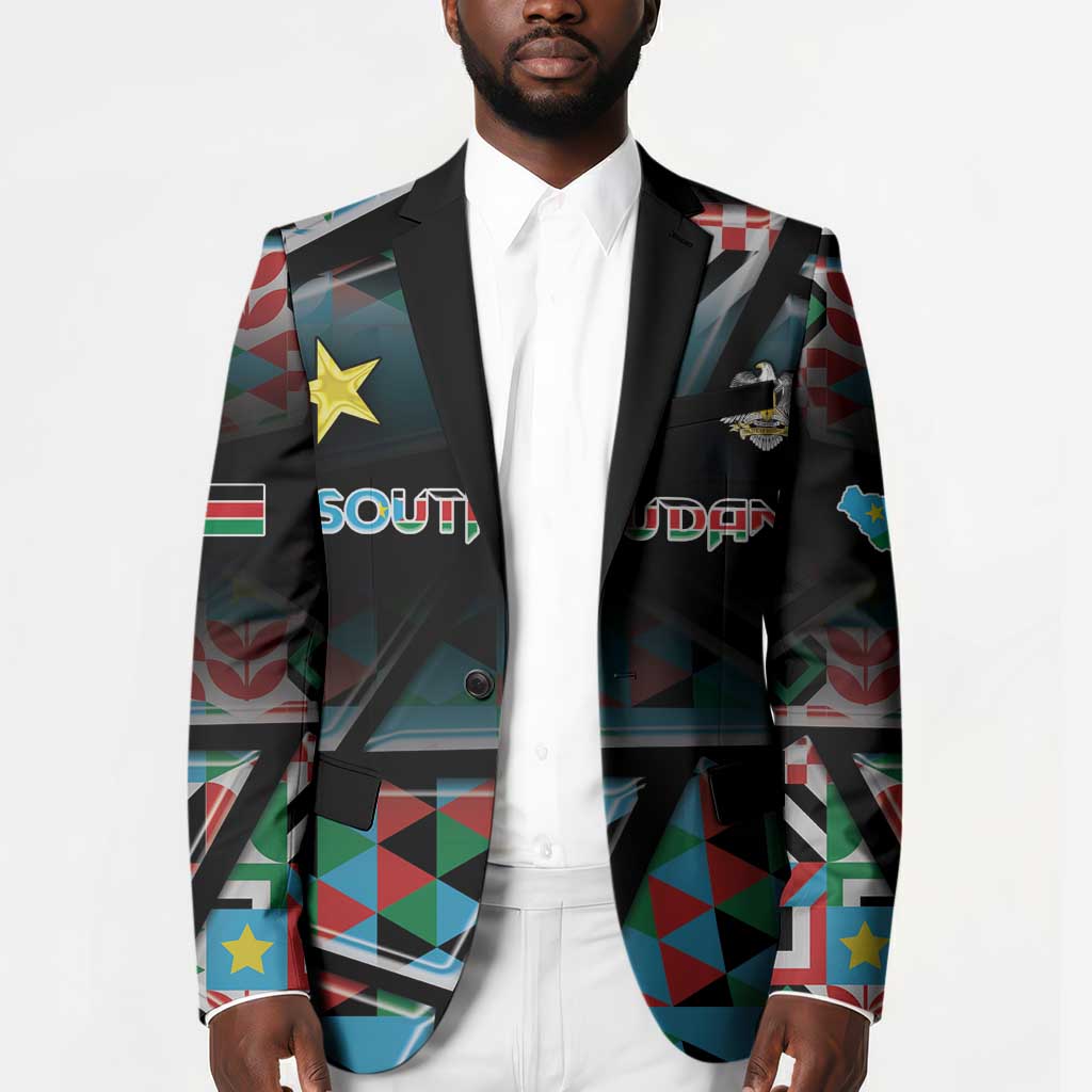 Custom South Sudan Blazer Geometric African Patterns - Wonder Print Shop