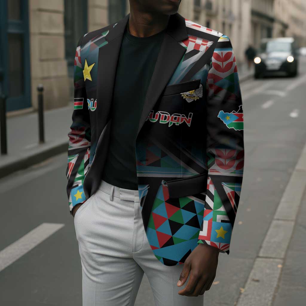 Custom South Sudan Blazer Geometric African Patterns - Wonder Print Shop