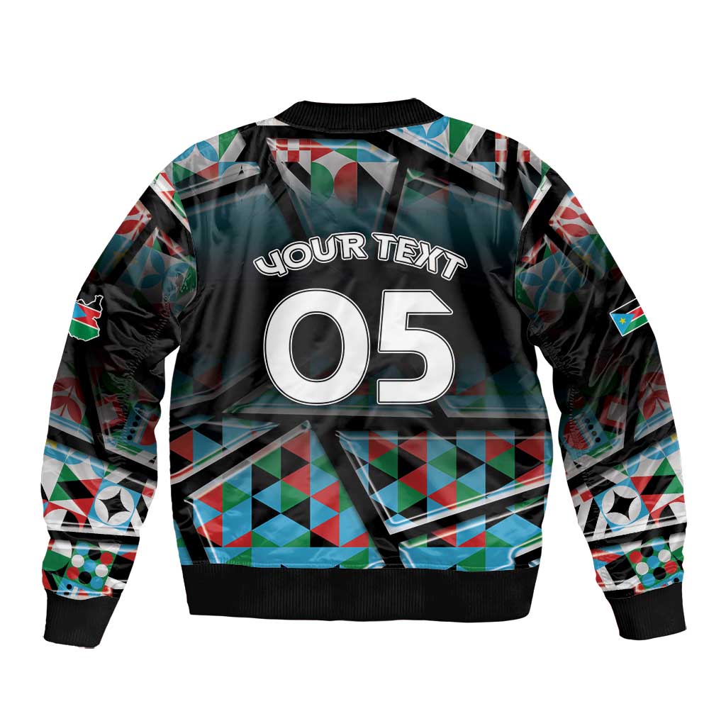 Custom South Sudan Bomber Jacket Geometric African Patterns - Wonder Print Shop