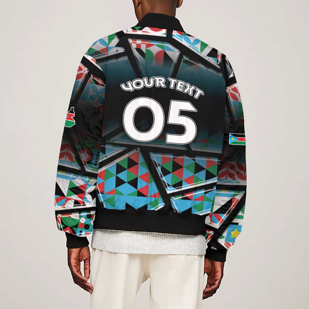 Custom South Sudan Bomber Jacket Geometric African Patterns - Wonder Print Shop