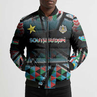 Custom South Sudan Bomber Puffer Jacket Geometric African Patterns - Wonder Print Shop