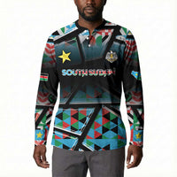 Custom South Sudan Button Sweatshirt Geometric African Patterns