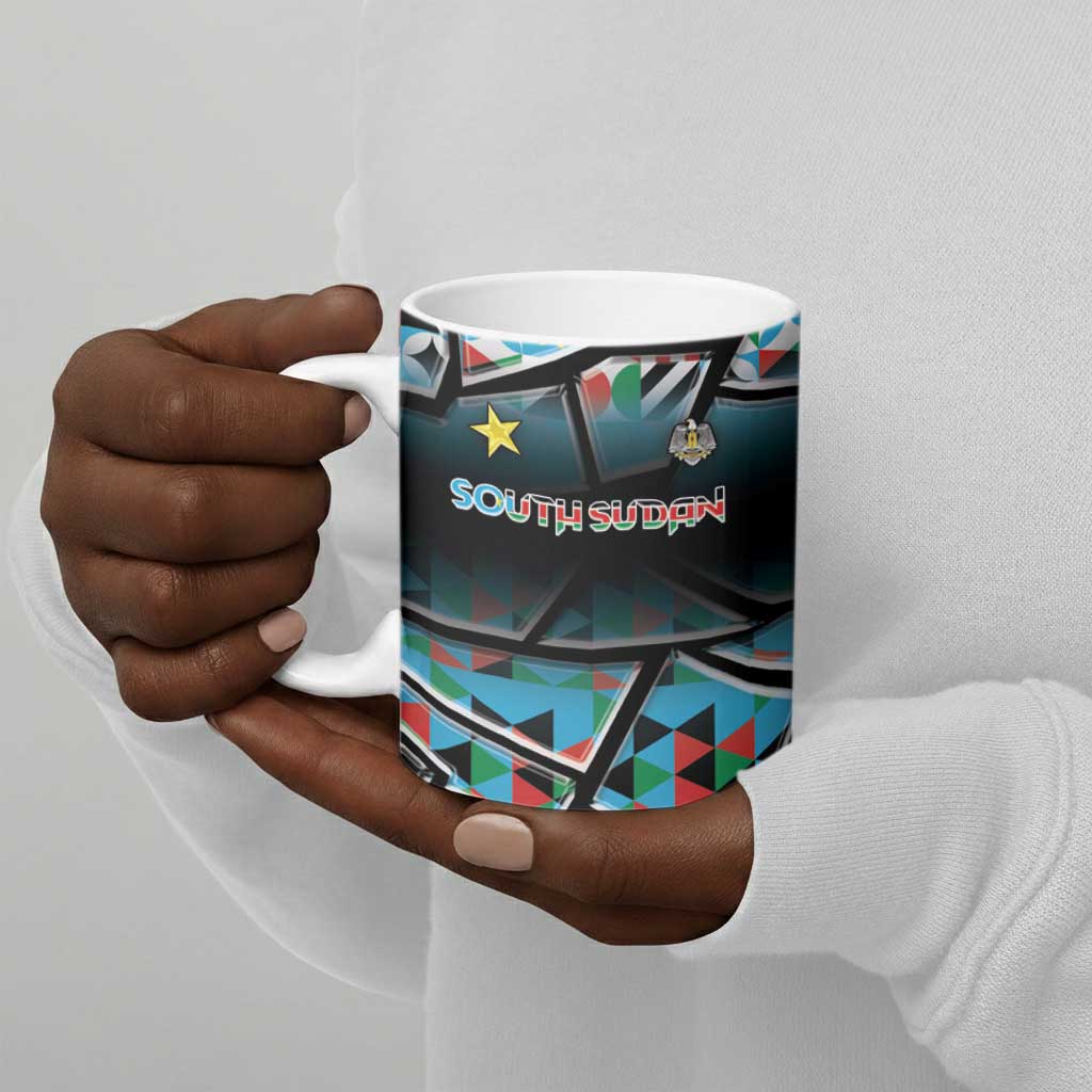 Custom South Sudan Ceramic Mug Geometric African Patterns - Wonder Print Shop