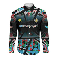 Custom South Sudan Long Sleeve Button Shirt Geometric African Patterns - Wonder Print Shop