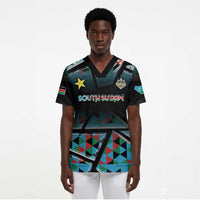 Custom South Sudan Scrub Top Geometric African Patterns - Wonder Print Shop