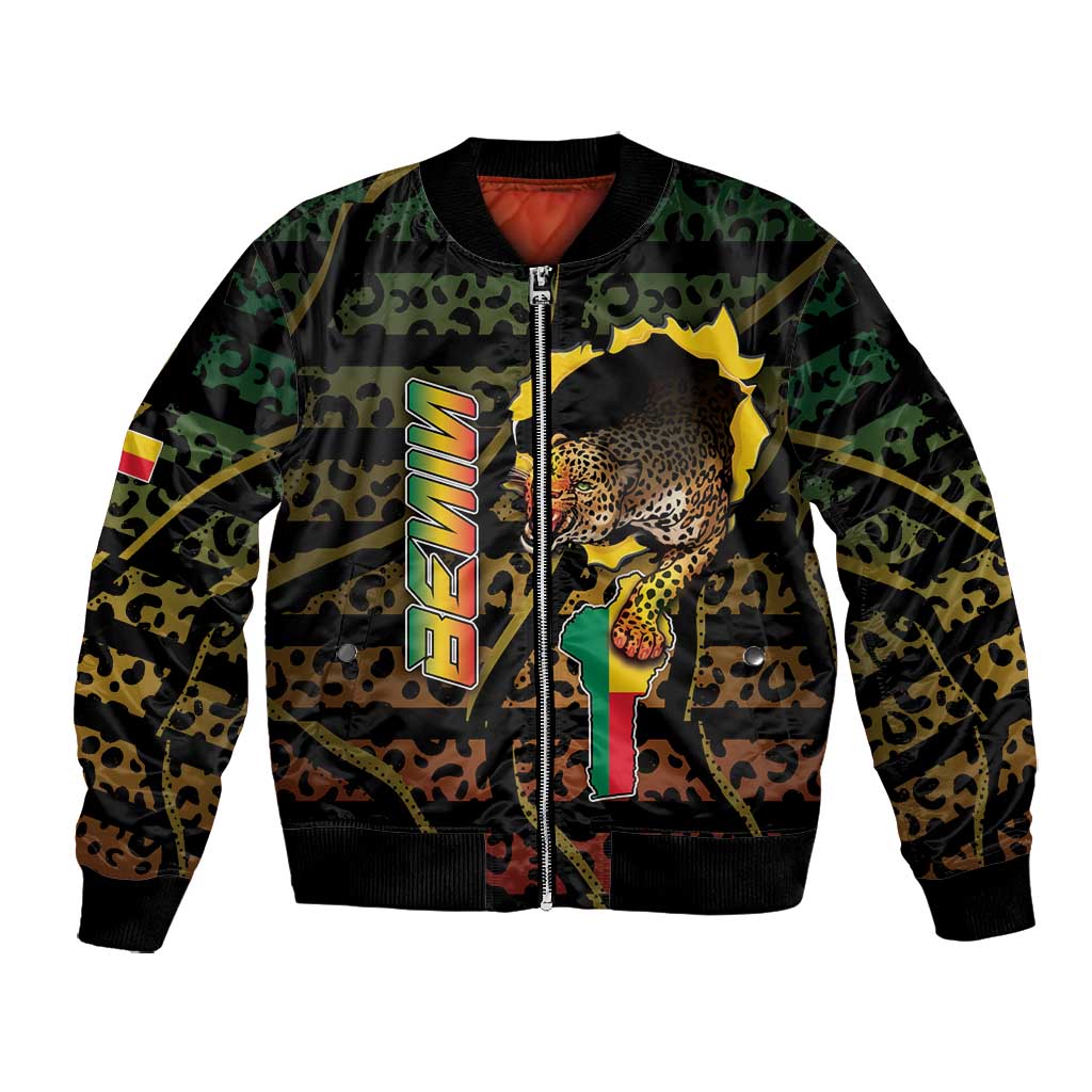 Personalized Benin Bomber Jacket Powerful African Leopard - Wonder Print Shop