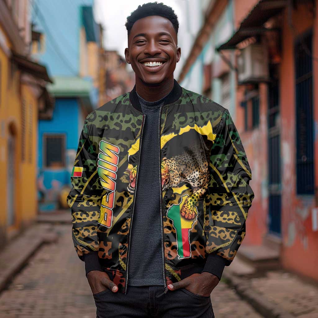 Personalized Benin Bomber Jacket Powerful African Leopard - Wonder Print Shop