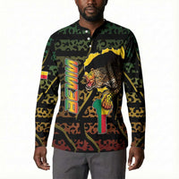 Personalized Benin Button Sweatshirt Powerful African Leopard