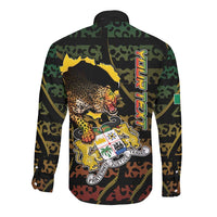 Personalized Benin Long Sleeve Button Shirt Powerful African Leopard - Wonder Print Shop