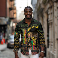 Personalized Benin Long Sleeve Button Shirt Powerful African Leopard - Wonder Print Shop