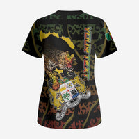 Personalized Benin Scrub Top Powerful African Leopard - Wonder Print Shop