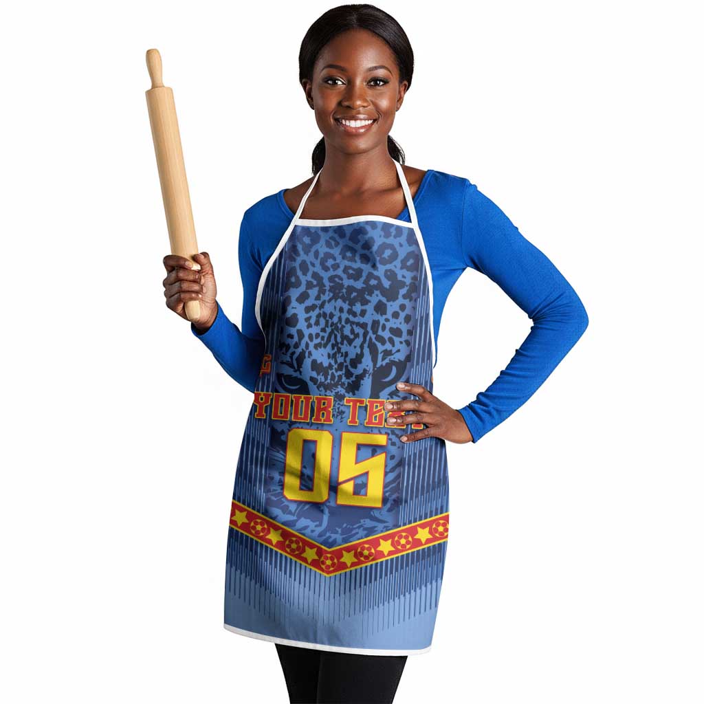 Custom DR Congo Football Apron Leopard Jaguar Tribal Pattern With Flags