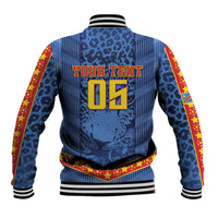 Custom DR Congo Football Baseball Jacket Leopard Jaguar Tribal Pattern With Flags