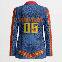 Custom DR Congo Football Blazer Leopard Jaguar Tribal Pattern With Flags