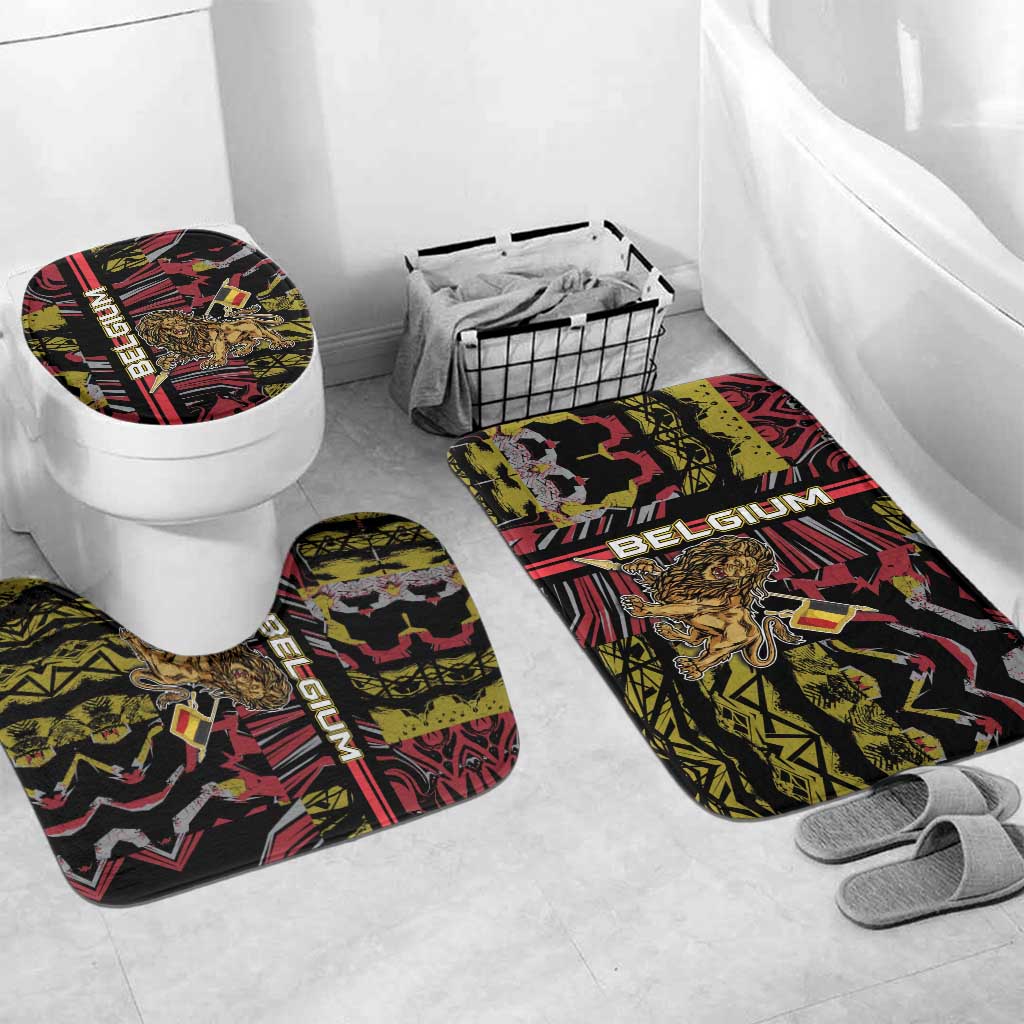 Belgium Bathroom Set Lion Holding Flag - Wonder Print Shop