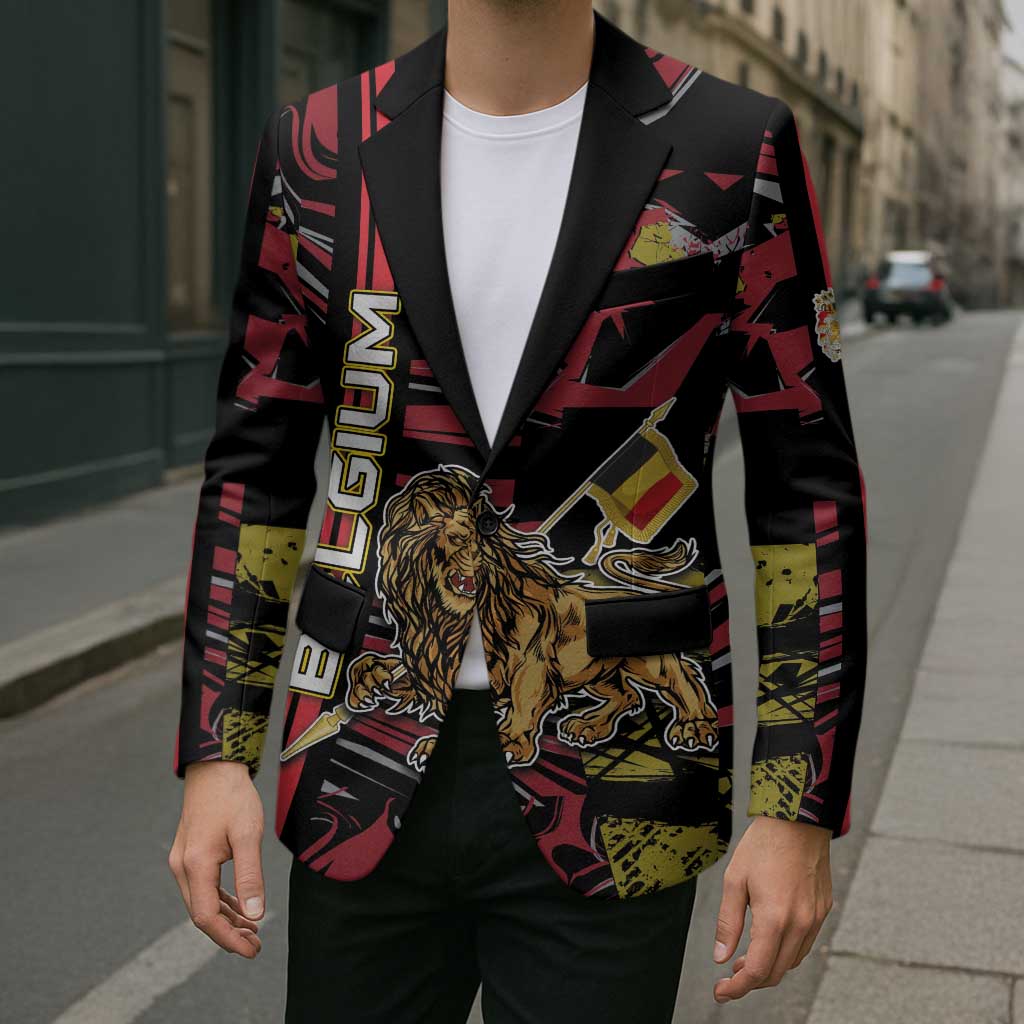 Personalized Belgium Blazer Lion Holding Flag - Wonder Print Shop