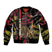 Personalized Belgium Bomber Jacket Lion Holding Flag - Wonder Print Shop