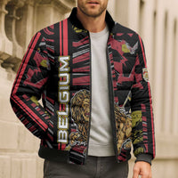 Personalized Belgium Bomber Puffer Jacket Lion Holding Flag - Wonder Print Shop