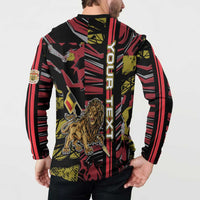 Personalized Belgium Button Sweatshirt Lion Holding Flag - Wonder Print Shop